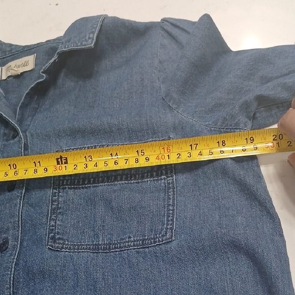 MADEWELL Denim Puff-Sleeve Shirtdress in Harris Wash sz M, gentle Used - Picture 10 of 13